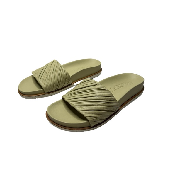 ONCEPT | Athens Ruched Leather Slide Sandal in Green Sustainable 8 - Picture 10 of 12